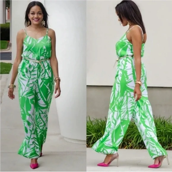 Lilly Pulitzer for Target Women's Green and White Jumpsuit Size Small - Picture 2 of 16